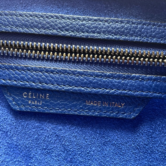 Celine Mini Luggage Blue Drummed Leather GHW - Picture 9 of 16